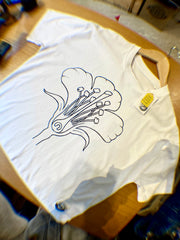 FLORAL - Screen Print Boxy Fit Tee in White