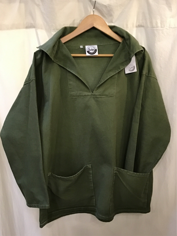 Hand Dyed Canvas Smock - OLIVE