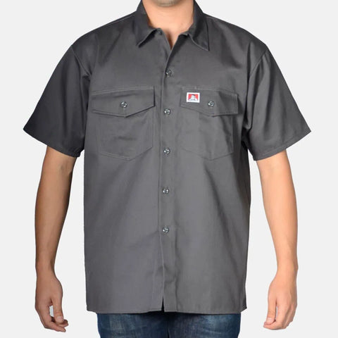 BEN DAVIS - Short Sleeve Button-Up Shirt - Charcoal