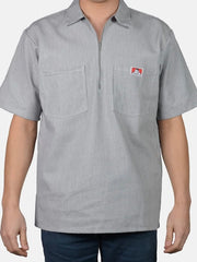 Ben Davis Short Sleeve Half Zip Work Shirt HICKORY STRIPE