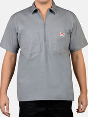 Ben Davis Short Sleeve Half Zip Work Shirt LIGHT GREY