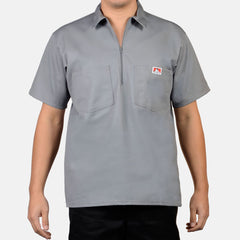 Ben Davis Short Sleeve Half Zip Work Shirt LIGHT GREY
