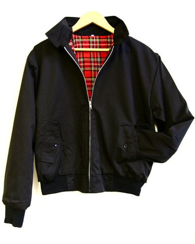 Relco Harrington Jacket With Tartan Lining - BLACK