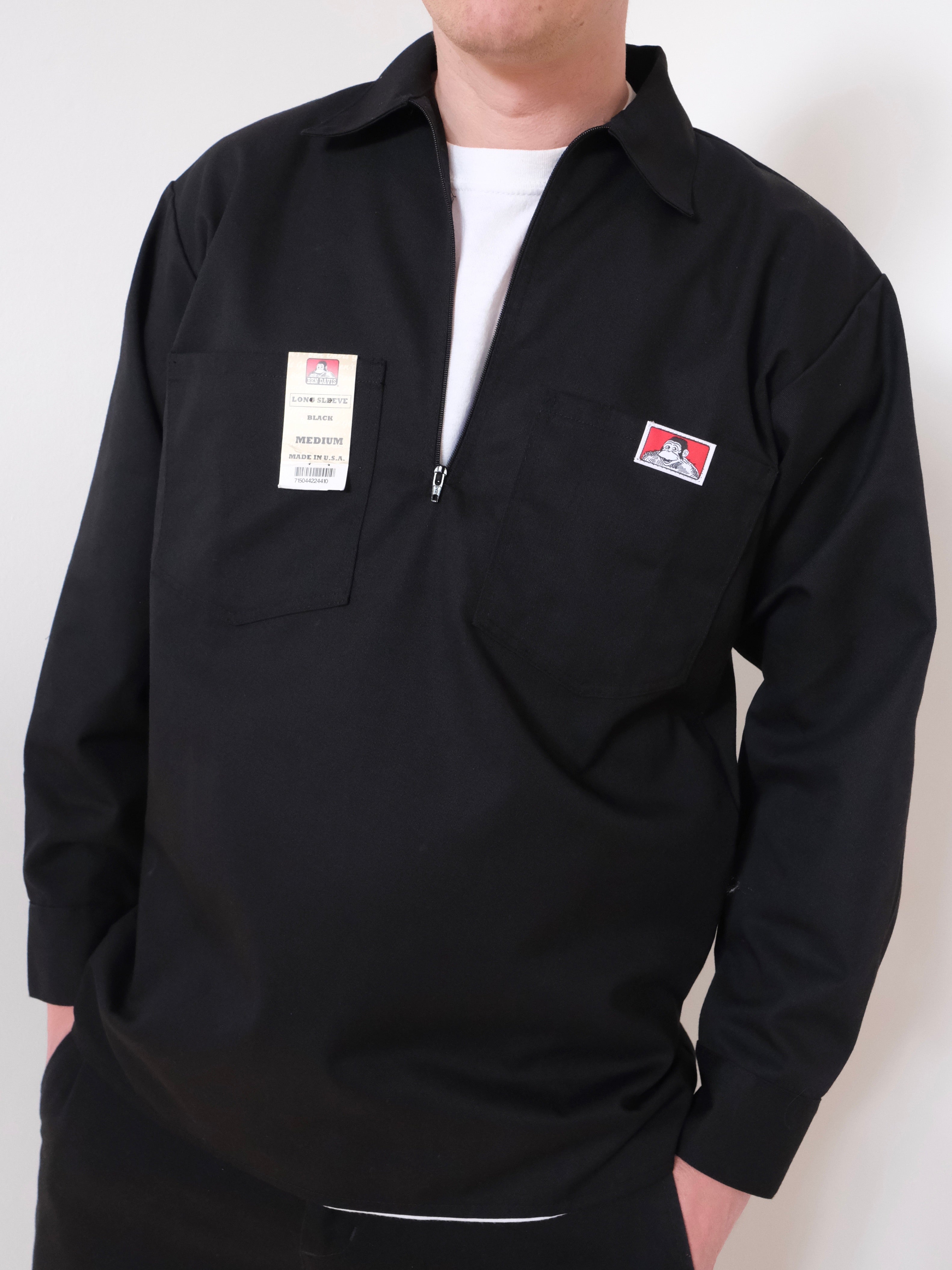 Ben Davis Half Zip Long Sleeve Work Shirt BLACK – Beasleys
