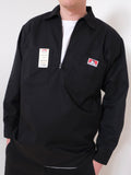 Ben Davis Men's Long Sleeve Half Zip Shirt – Heavy Duty Work Shirt With Pockets – Black, 5XL, Made In USA