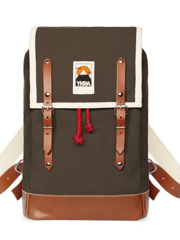 YKRA Matra Mini Leather Strap Backpack - KHAKI