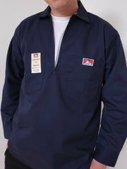 Ben Davis Long Sleeve Half Zip Work Shirt NAVY