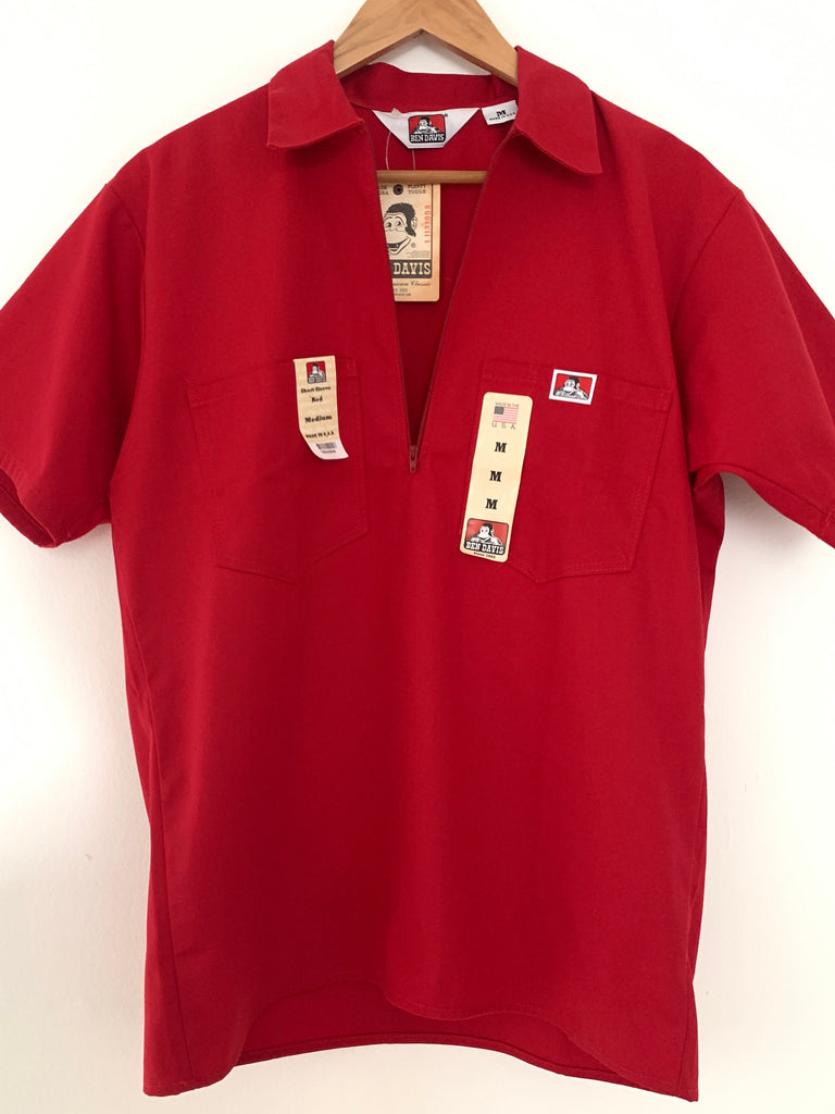 Ben Davis Short Sleeve Half Zip Work Shirt Red – Beasleys Clothing