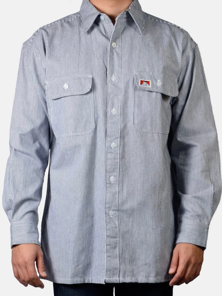 Ben Davis Heavyweight Long Sleeve Hickory Stripe Button Through