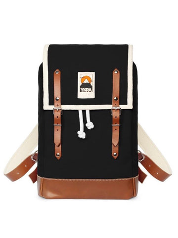 YKRA Matra Mini Leather Strap Backpack - BLACK